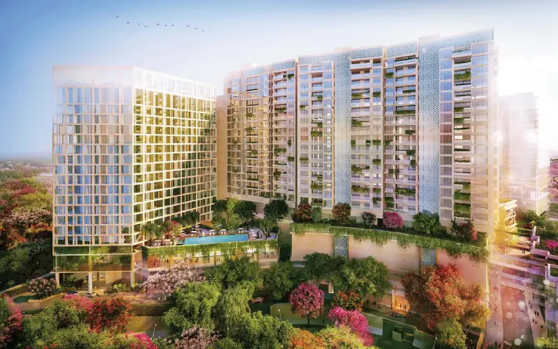 Nikoo Homes Garden Estates Apartment podium view by Bhartiya Group located at Sadahalli, Devanahalli, Bangalore Karnataka